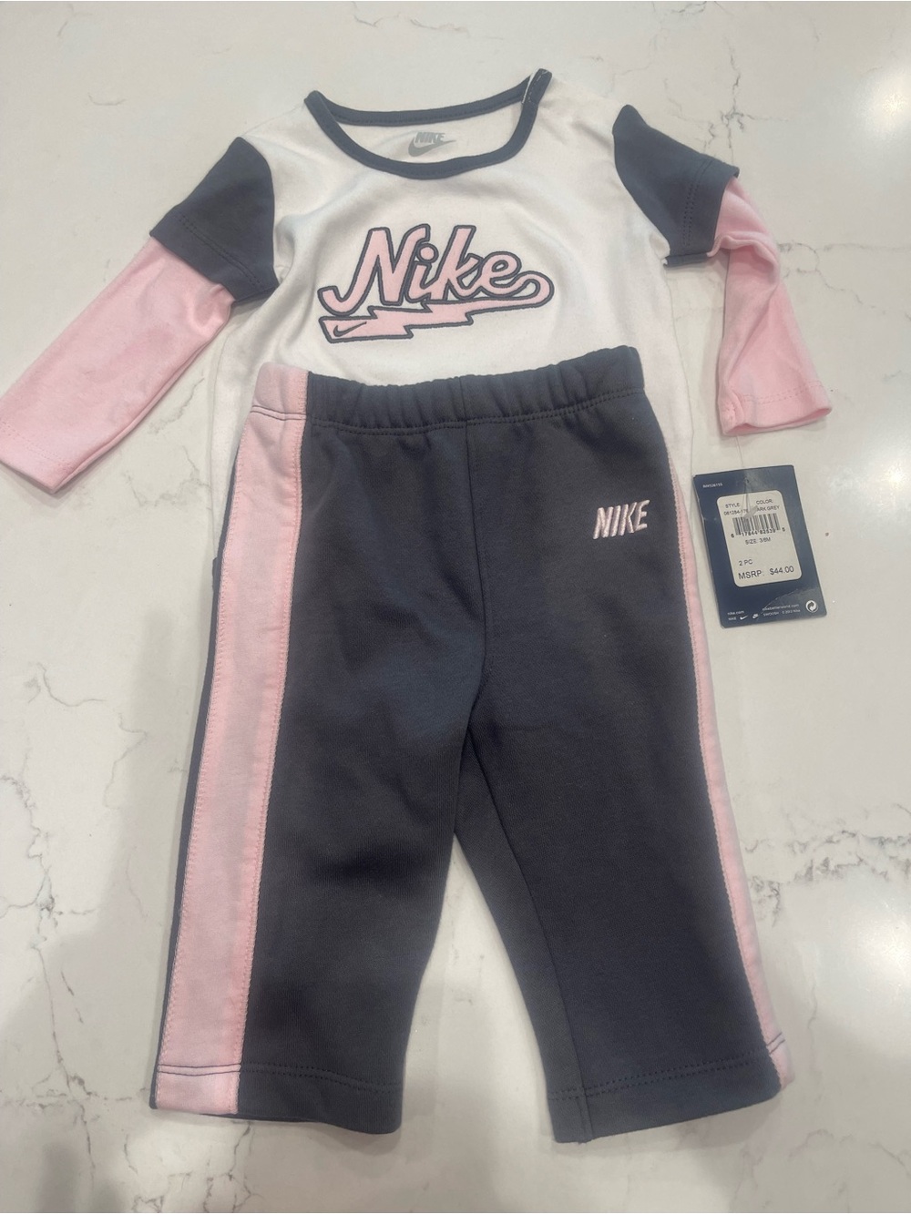 Nike Infant Two-Piece Set in Pink & Charcoal